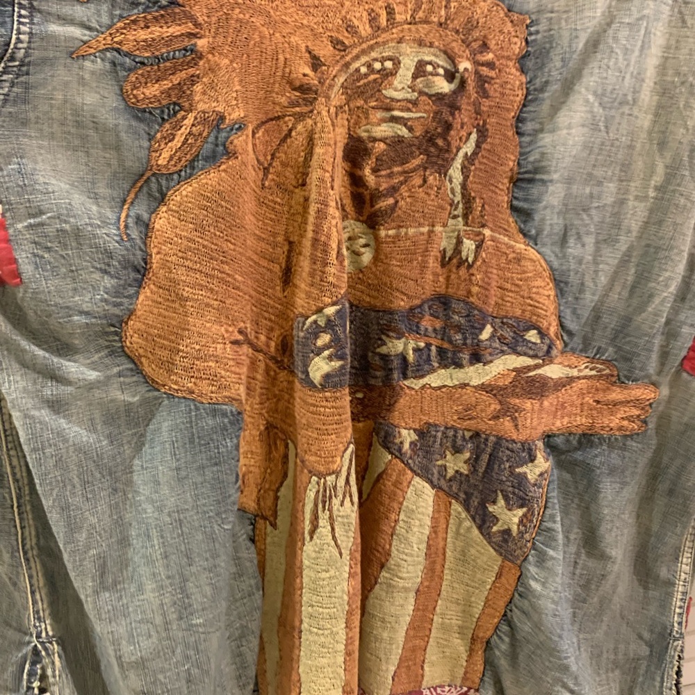 MAGNOLIA PEARL-RARE-AMERICAN INDIAN ON DENIM WORKSHIRT - Picture 7 of 10